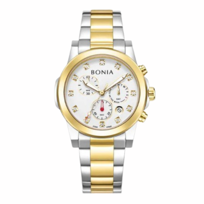 Bonia Chronograph BNB10846-2117C White Ceramic Dial Color Women Watch